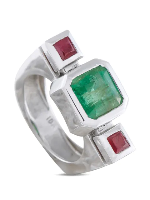 LB Exclusive emerald and ruby ring Silver MF05030226