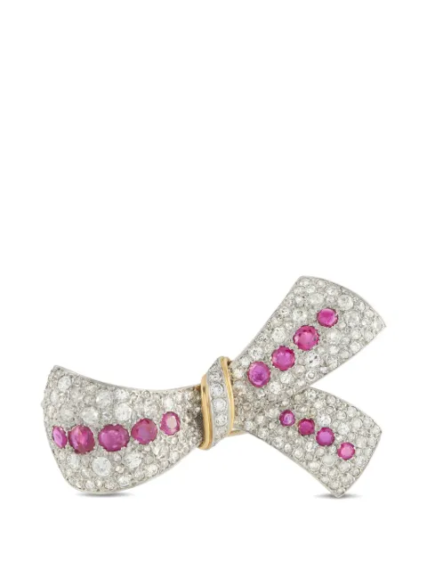 LB Exclusive bow diamond and ruby brooch Silver MF25030326