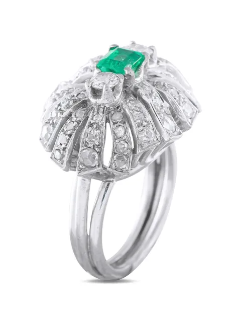 LB Exclusive rose-cut diamond and emerald cocktail ring Silver MF17030206