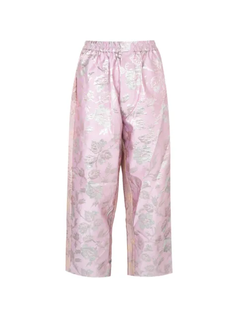 Biyan floral-jacquard straight-fit trousers Pink PBSS25002