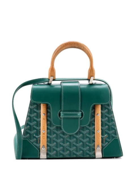 Goyard Pre-Owned Saigon Top Handle Bag Coated Canvas with Leather PM satchel Green ZAIIODI6WBTOI66I