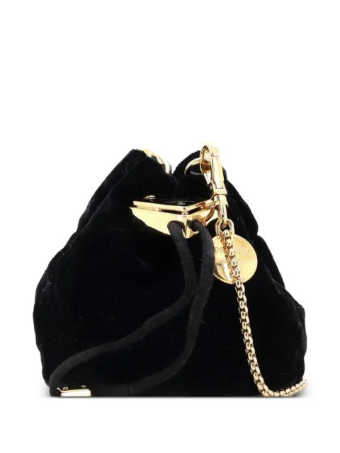 Prada Pre-Owned Triangle Logo Drawstring Pouch Velvet Mini bucket bag Black YMV0E45N9CVRRJDC
