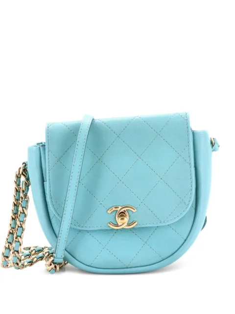CHANEL Pre-Owned Casual Trip Messenger Bag Quilted Lambskin Mini crossbody bag Blue WDM8BO9I62QFOF30