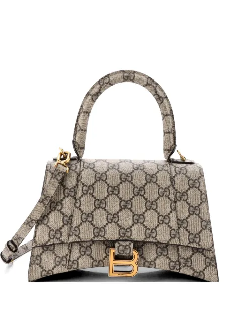 Gucci Pre-Owned x Balenciaga The Hacker Project Hourglass Top Handle Bag GG Coated Canvas Small shoulder bag Brown ULQEHSXVADJBCPPU