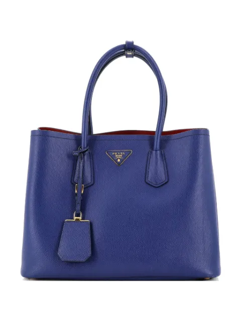 Prada Pre-Owned Cuir Double Saffiano Leather Medium tote bag Blue JH4HAE8AZ6ZHBLFM