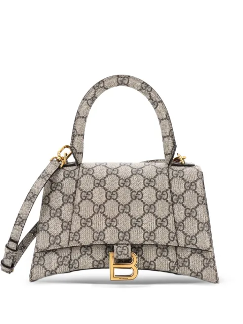Gucci Pre-Owned x Balenciaga The Hacker Project Hourglass Top Handle Bag GG Coated Canvas Small shoulder bag Brown 8N34ACWOW123W416