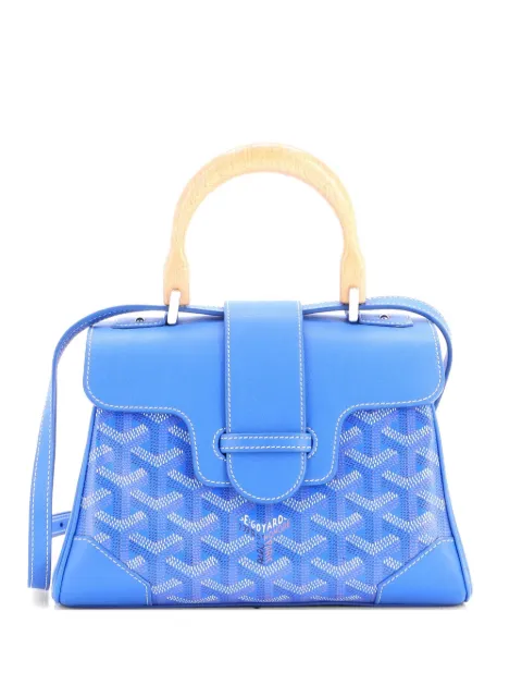 Goyard Pre-Owned Saigon Top Handle Bag Coated Canvas with Leather Mini shoulder bag Blue EVXB2RRCN84MPCS2