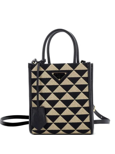 Prada Pre-Owned Symbole Shopper Tote Jacquard Mini crossbody bag Black 78T5KO5EJHI0MJ9D