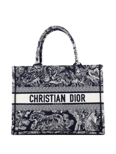 Christian Dior Pre-Owned Book Embroidered Canvas Medium tote bag Blue 3HYSDTNWRBY8UKRY