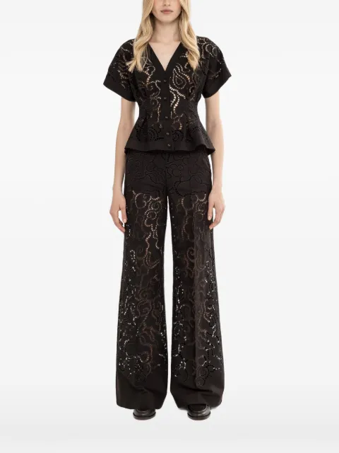 NISSA floral-embroidered jacket Black J16443