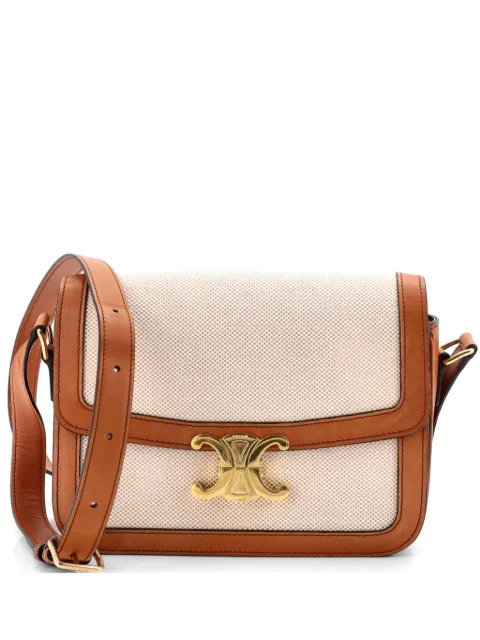 Celine Pre-Owned Triomphe Shoulder Bag Canvas with Leather Medium crossbody bag Neutrals T77QFZSRWT4SZPHJ