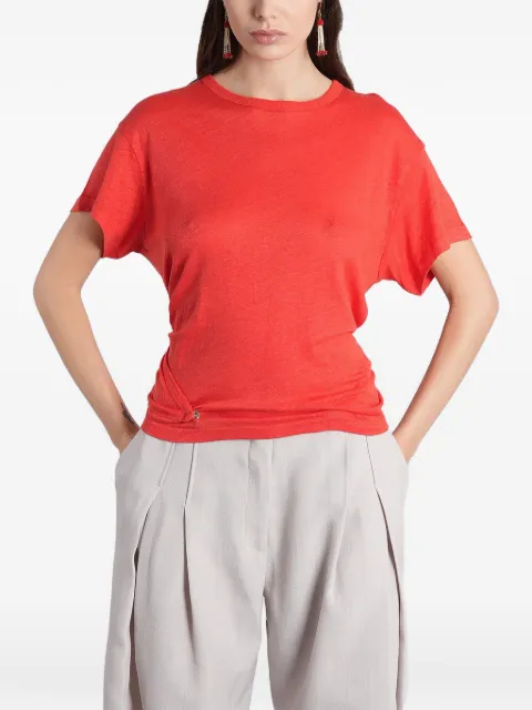 IRO Sorenza twist-detail linen T-shirt Red WM19SORENZA