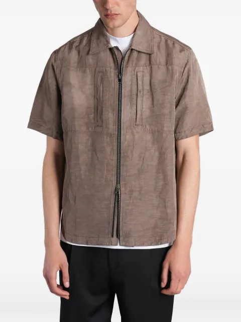 Roberto Collina zip-up short-sleeve shirt Brown 261MYA55025