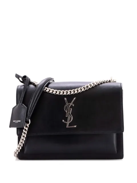 Saint Laurent Pre-Owned Sunset Leather Medium crossbody bag Black FTR0I3ZX3IINS2U8