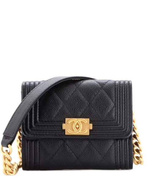 CHANEL Pre-Owned Boy Coin Purse with Chain Quilted Caviar Mini crossbody bag Black 8388KO8TNAR4IMVU