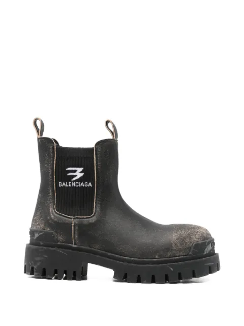 Balenciaga slate leather chelsea ankle boots Black 854082WB228
