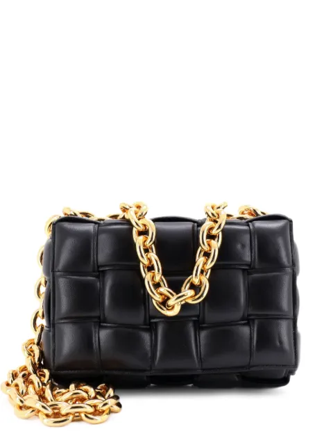 Bottega Veneta Pre-Owned Cassette Chain Padded Maxi Intrecciato Leather crossbody bag Black 2B7A7W5HIO73V97C