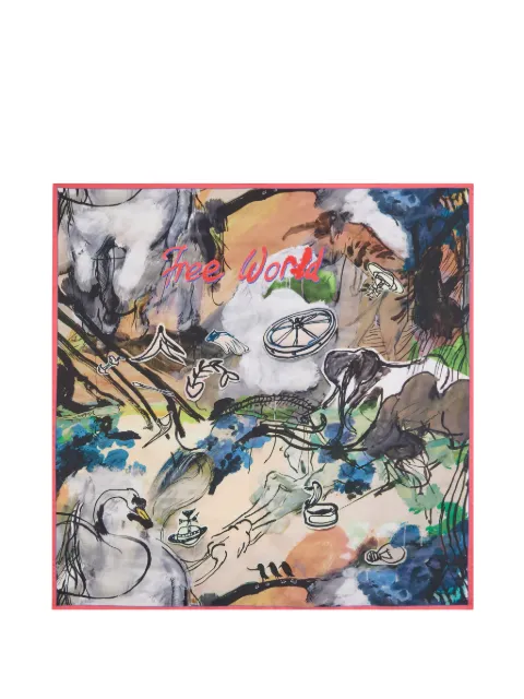 Vivienne Westwood Free World printed silk scarf Neutrals 81030034W01FV