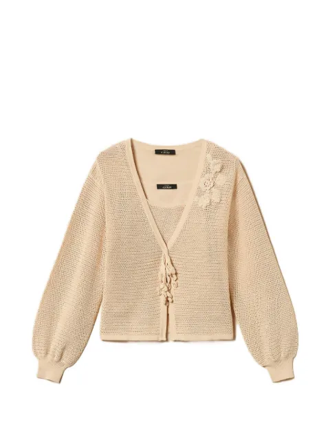 TWINSET mesh stitch cardigan and top Neutrals 261AT3024
