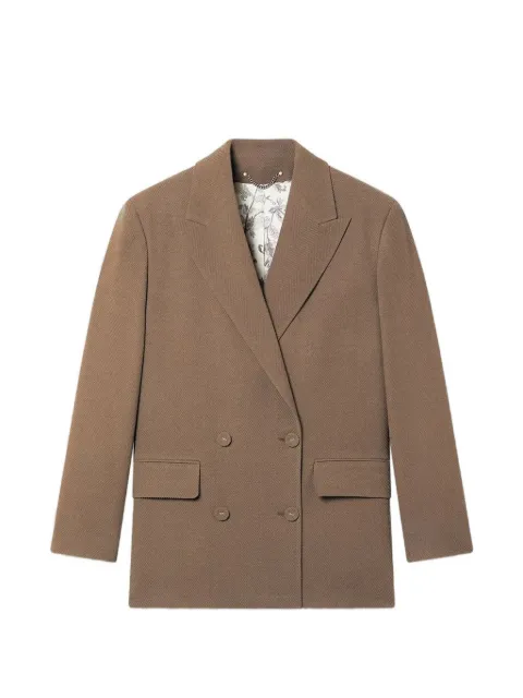 Golden Goose double-breasted blazer in dove-gray chevron wool blend Brown GWP02332P002328