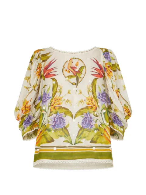 FARM Rio tropical-print blouse Neutrals 359524