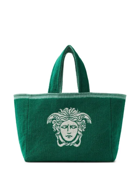 Versace cotton-terry jacquard tote Green 10246191A17767