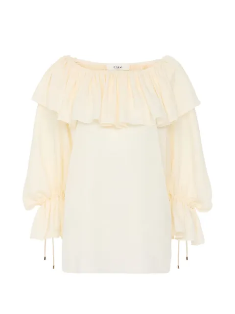 Chloé ruffled long-sleeve blouse Neutrals CH26UH101332