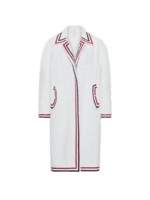 Thom Browne ribbon tweed raglan coat White FOR114BF1192