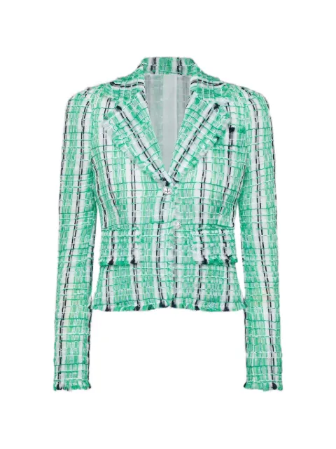 Thom Browne striped sheer tweed jacket Green FBR067TF1200