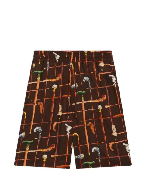Drôle De Monsieur walking stick print shorts Brown KBS158VI033BN