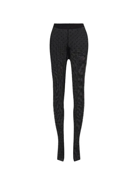 Marine Serre second skin high-waisted closed-feet plumetis tights Black WUW034ACJER0107BK99