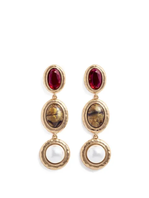 Self-Portrait tiered drop earrings Gold SS26643EAGD