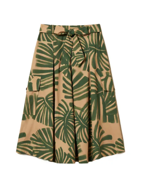 TWINSET midi poplin skirt with print Neutrals 261LL2TBB
