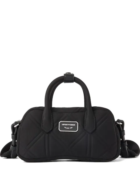 Emporio Armani quilted logo-plaque tote bag Black EW003825AF22792