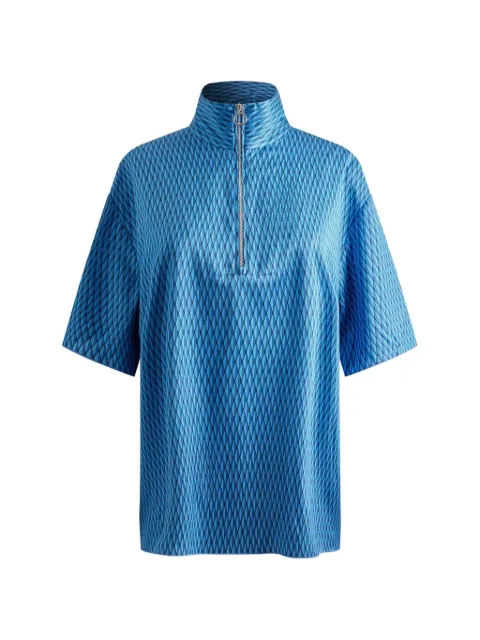 Fusalp diamond-pattern zip-neck T-shirt Blue 24EF1113
