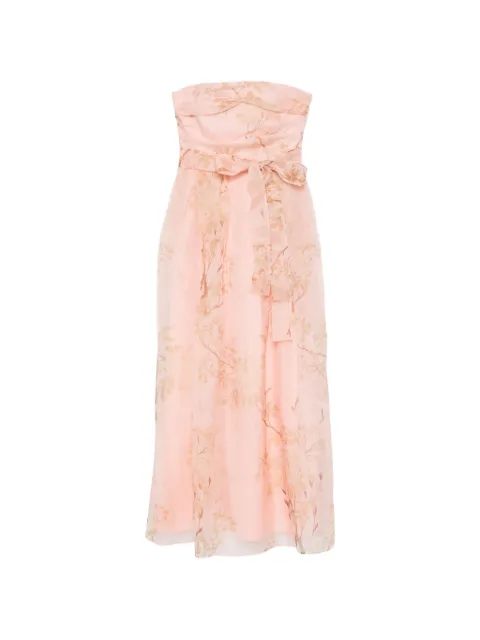 Max Mara floral-print strapless dress Pink MSEDOMINIO003CIPRIA