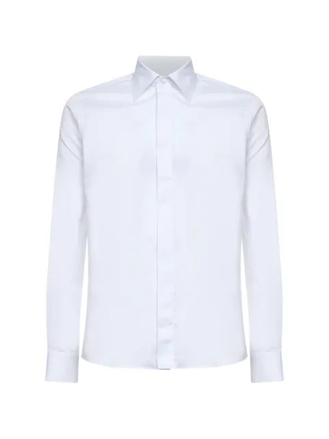 Tagliatore covered-button long-sleeve shirt White CAMBRIDGENS840026X1213