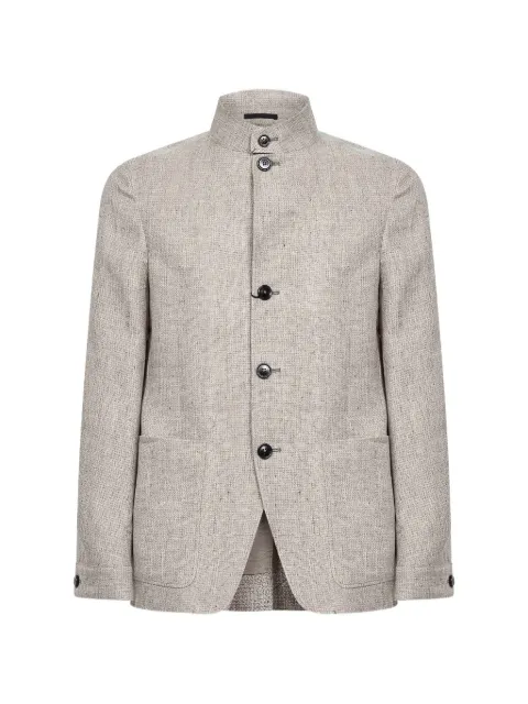 Zegna Il Conte Oasi button micro-check jacket Neutrals 373C79A31VHKQ07