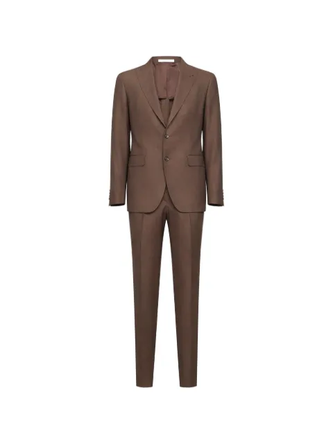 Tagliatore logo-pin single-breasted suit Brown 2SVS26B11PE070120