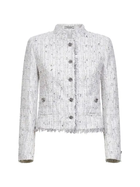 Tagliatore fringed guru-collar jacket White JAQUELINE160074X1192