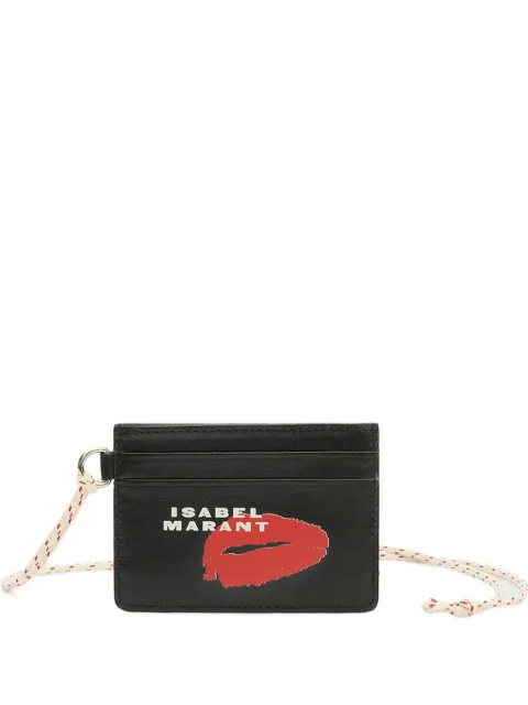ISABEL MARANT logo-detail leather card holder Black MP0059FBC3X01O