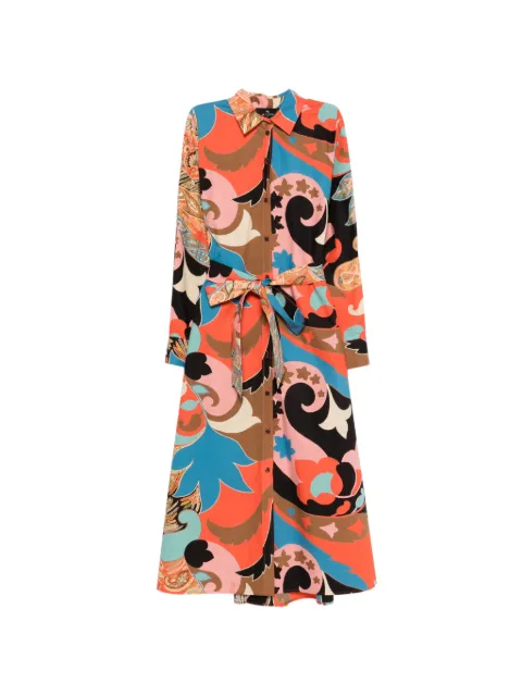 ETRO paisley-print belted shirt dress Orange WRHA0521AKI49