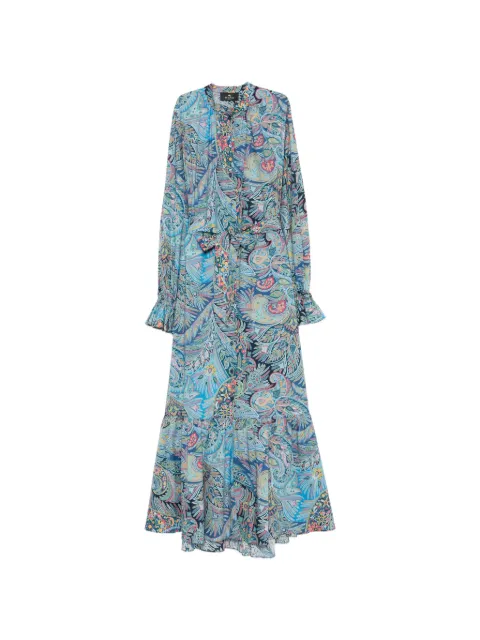 ETRO paisley-pattern ruffled maxi dress Blue WRHA063199SAEI4