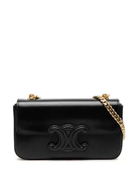 Celine Pre-Owned 2000-2025 Smooth Calfskin Cuir Triomphe Chain shoulder bag Black BYBYFR67U4TPU1JC