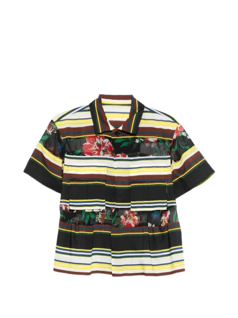 sacai striped floral-print blouse Black 2608526