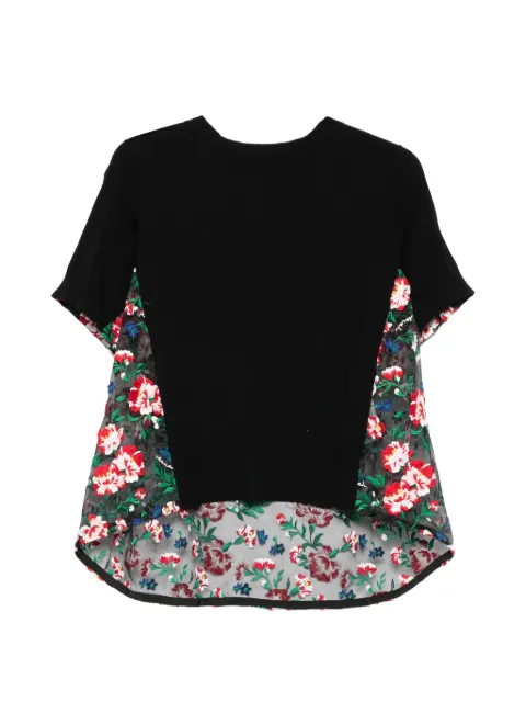 sacai floral-embroidered T-shirt Black 2608533