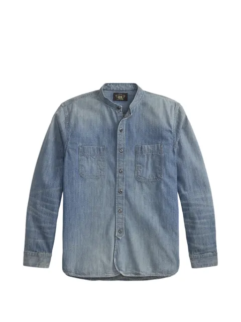 Ralph Lauren RRL band-collar patch-pocket shirt Blue 782P14820