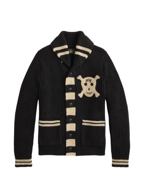 Ralph Lauren RRL skull-patch shawl-collar cardigan Black 782P14555