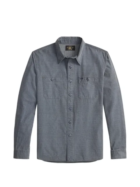 Ralph Lauren RRL grid-pattern long-sleeved shirt Blue 782P14469