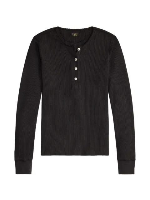 Ralph Lauren RRL long sleeve polo top Black 282P17012